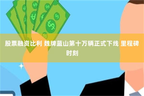 股票融资比利 魏牌蓝山第十万辆正式下线 里程碑时刻
