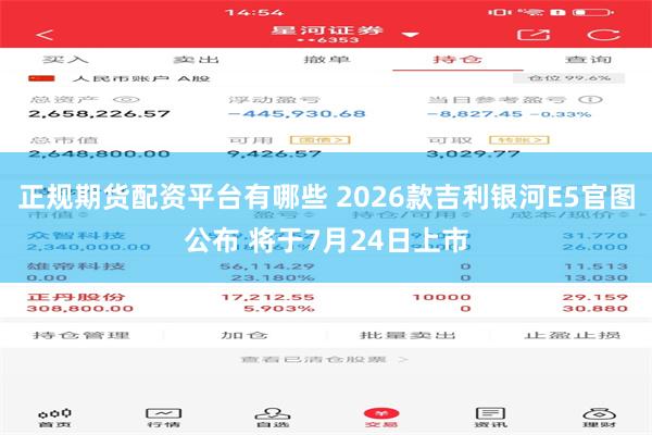 正规期货配资平台有哪些 2026款吉利银河E5官图公布 将于7月24日上市