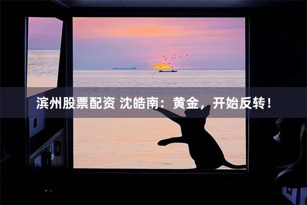滨州股票配资 沈皓南：黄金，开始反转！