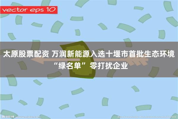 太原股票配资 万润新能源入选十堰市首批生态环境 “绿名单” 零打扰企业